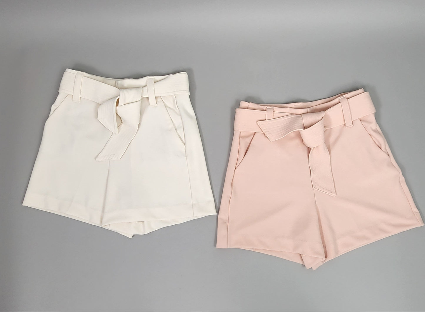 Rosie Stitch Belted Knit Crepe Short - Pearl Pink